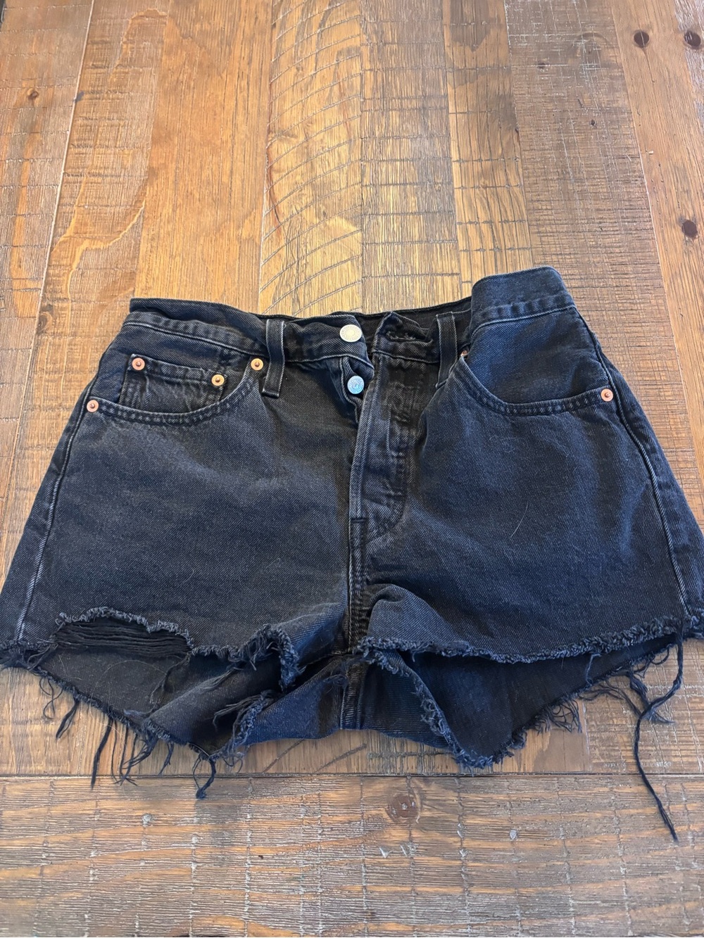 Levi's Black Cutoff Distressed Denim Shorts